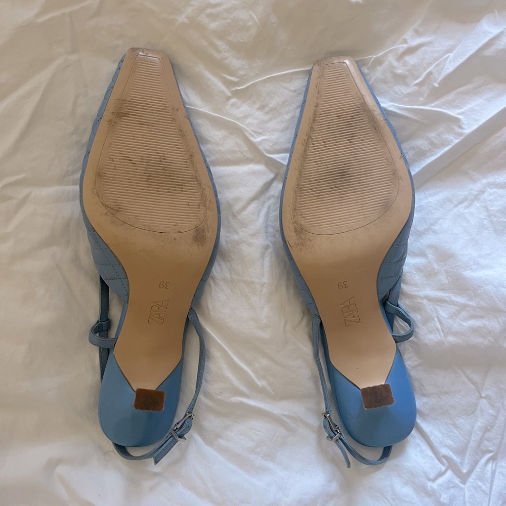Zara Quilted Slingback Flats in Light Blue - Picture 2 of 4